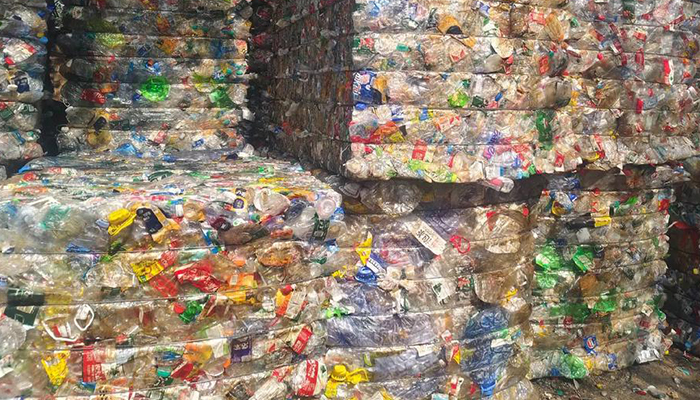 Waste PET bottle bale input